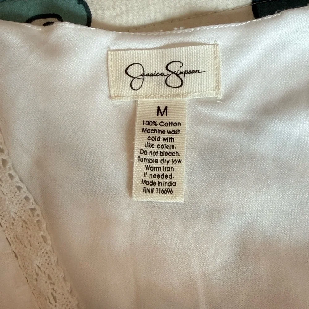 Jessica Simpson White Eyelet Button-Front Maxi Dress with Puff Sleeves- Like New - Picture 7 of 8